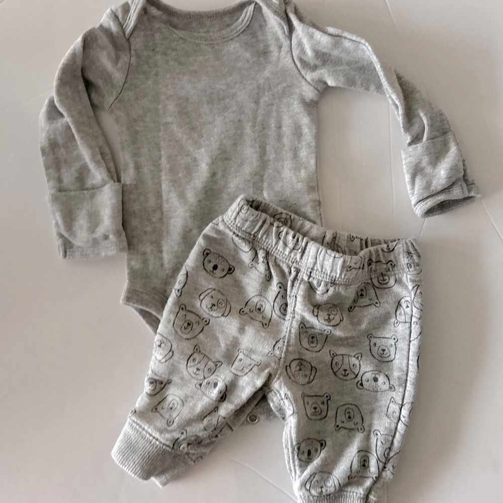 Gray Baby Onesie and Pants Set